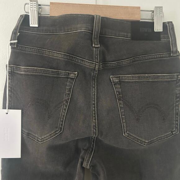 Edwin Women's Candice High Rise Skinny Leg Denim Jeans Washed Black 24 New - Picture 7 of 11